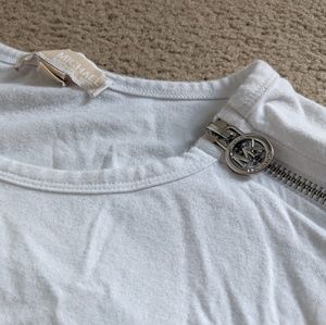 Michael Kors White Side Zip T-shirt Large